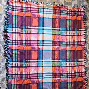 Plaid Multicolor Fleece Throw Blanket - Cozy, Soft Accent